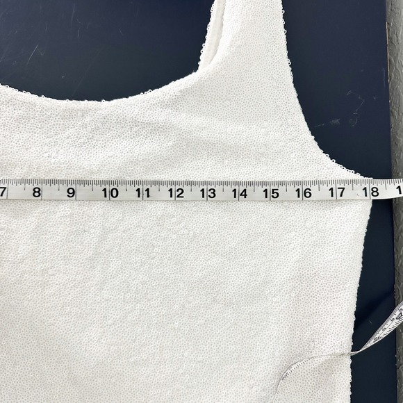 Commando Sequin Throughout Scoop Neck Mini Tank Dress White Large Bridal - Picture 7 of 11